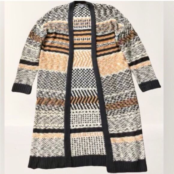 SALE! Marled Reunited Clothing Tribal Pattern Long Cardigan Duster Sweater - Picture 1 of 4